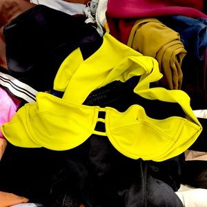 Chartreuse underwire strapless swim top